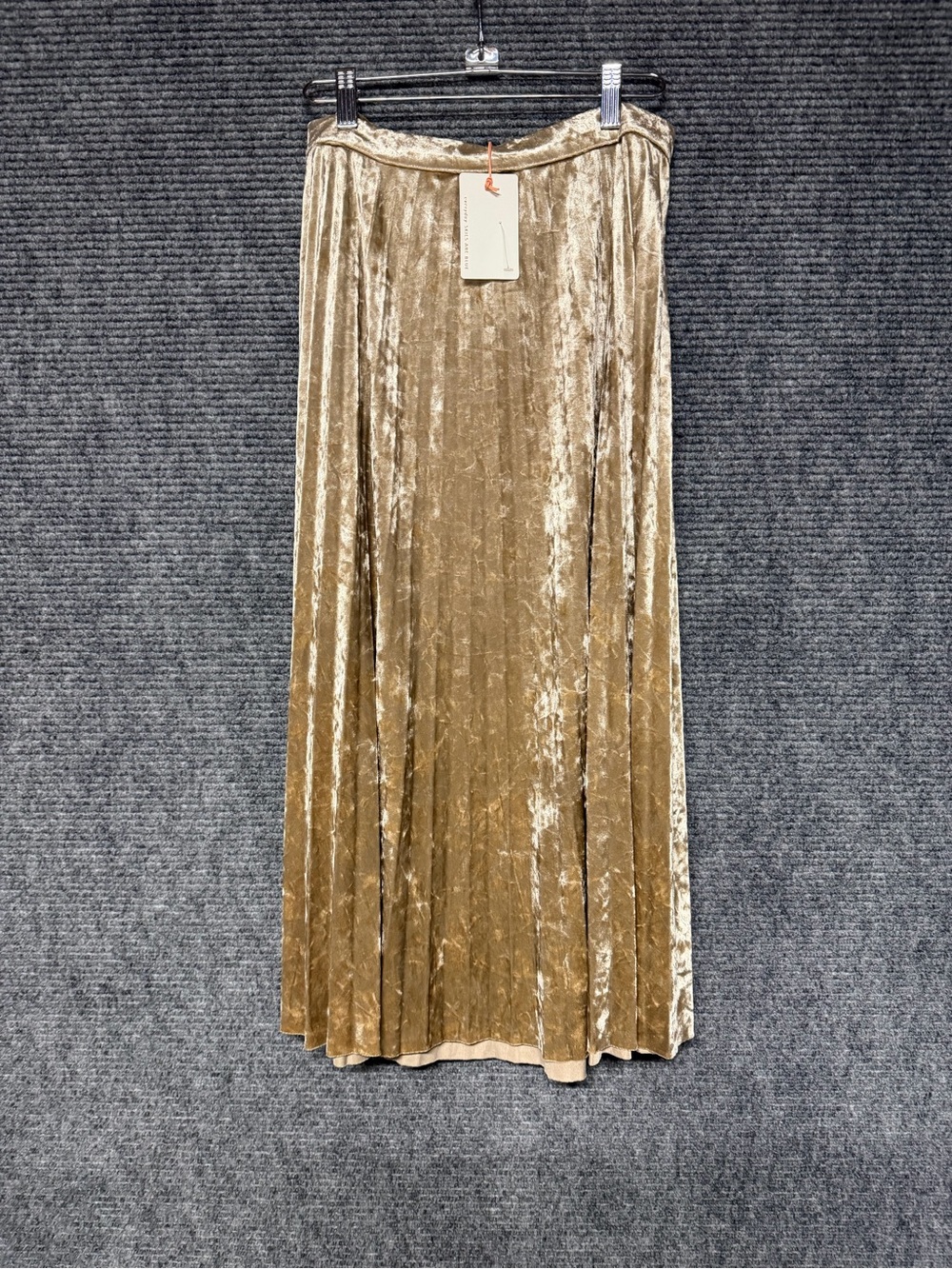 Velvet Pleated Maxi Skirt in Gold nwt skies are blue nwt